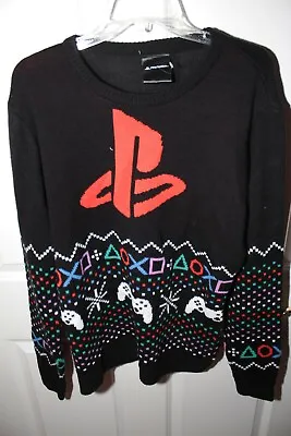 $24 • Buy Playstation Graphic Gamer Black Christmas Holiday Logo Ugly Sweater Men L.