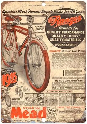 1936 Mead Bicycle Vintage Advertising Reproduction Metal Sign B60 • $23.95