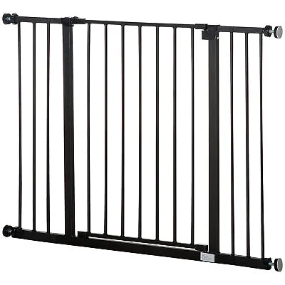 PawHut Pressure Fitted Pet Dog Safety Gate Metal Fence 76 Cm Tall Black • £38.99
