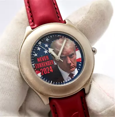 TRUMP 2024  NEVER SURRENDER  Election Custom RARE! Swiss ETA MEN'S WATCH R0-M1 • $49.99