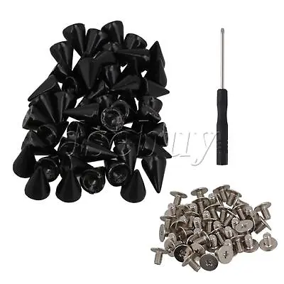 $10.52 • Buy 50pcs Black Spots Cone Screw Metal Studs Leather Craft Rivet Pyramid Spikes DIY