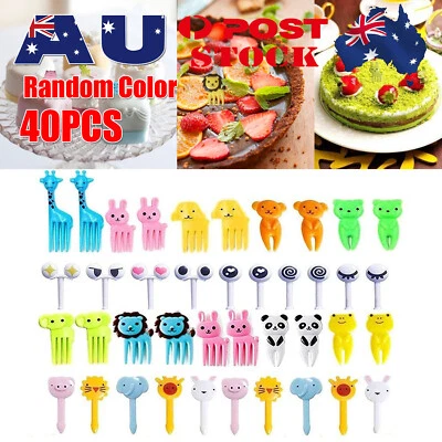 $6.99 • Buy 40Pc Mini Kids Animal Food Fruit Picks Forks Lunch Box Accessory Decor Tool AU L