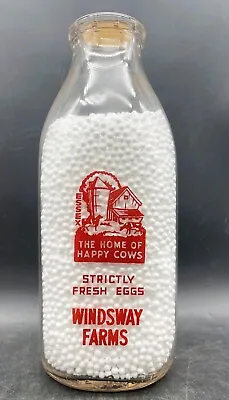 Sspq Milk Bottle Windsway Farms Dairy Essex Ct Home Of Happy Cows & Fresh Eggs • $19.99