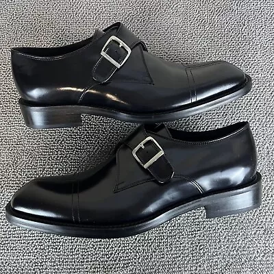 Mercanti Fiorentini Monk Strap Slip On Black Leather Dress Shoes Men's Size 12 • $129.99