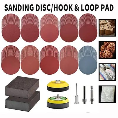 100Pcs 3 Inch Roloc Sanding Discs Sponge Block Hook & Loop Pads 80-3000 Grit Kit • $27.34