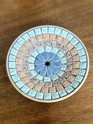 Vintage MCM Mosaic Tile Colorful Trinket Round Dish Bowl 5.25” • $12