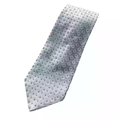 CORNELIANI Silver Geometric 100% Silk Luxury Italian Made In Italy Designer Tie • $34