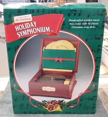 Mr. Christmas Holiday Symphonium Wooden Music Box 16 Song Discs 1999 In Box • $59.99