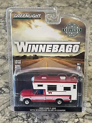 GREENLIGHT 1995 Ford F-250 Winnebago Slide-In Camper Bright Red & White 1/64 • $9.99