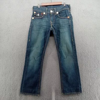 True Religion Jeans Mens Size 30 Blue Big Billy T Straight Leg Low Rise Flap • $45