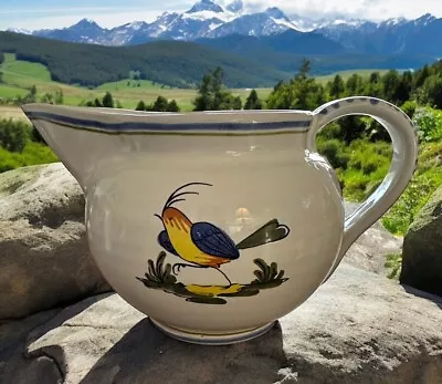 Italian Pitcher With Running Bird Created And Hand Painted In Deruta Italy • $22