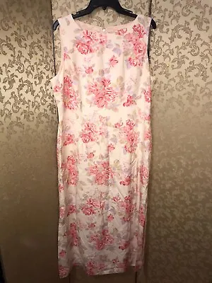 Laura Ashley Pink Multi-Color Roses Floral Print Sleeveless Maxi Dress Size 14 • $29.99