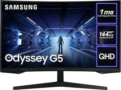 Samsung Odyssey G5 27  Curved Monitor QHD 144Hz LC27G55TQWRXXU  (a) • £195