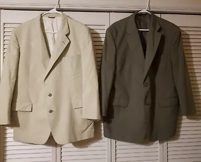Lot Of 2 Men's Jos A Bank Blazer Suit Jackets Sport Coats 46R Khaki Tan Gray • $30