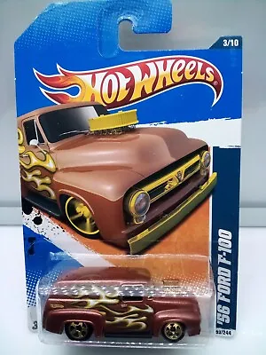 Hot Wheels - Mainline / '56 Ford F100 Panel Van - Met Brown - Flames - Model X1 • $24.72