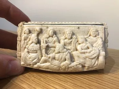 19c French Napoleonic Prisoner Of War Deep Carved Mutton Bovine Carved Snuff Box • £575