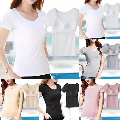 Padded Layer T Shirt With Built In Bra For Women's Yoga And Fitness Activities • £14.70