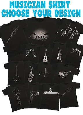 £10.45 • Buy Musician Unisex ORGANIC T-Shirt Music Band Shirt Mens Ladies *Choose Instrument*