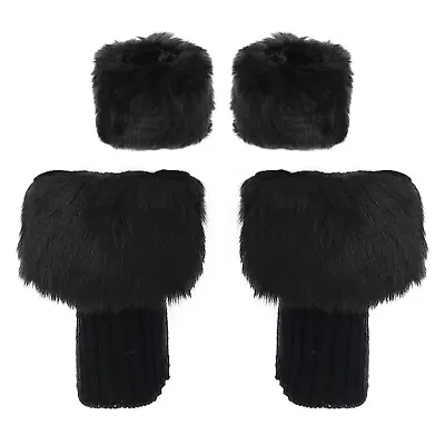 Warm Imitation Rabbit Fur Sleeves Wrist Gloves Cuffs+Socks Cover Set For Womens • $11.84