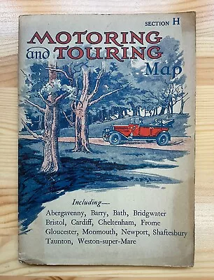 Vintage Motoring And Touring Map - Section H - Abergavenny - Weston-super-Mare • £2.35