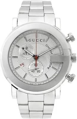 $1499 • Buy NEW Genuine GUCCI 101 G-Chrono 43mm White Dial Men's Round Steel Watch YA101339 