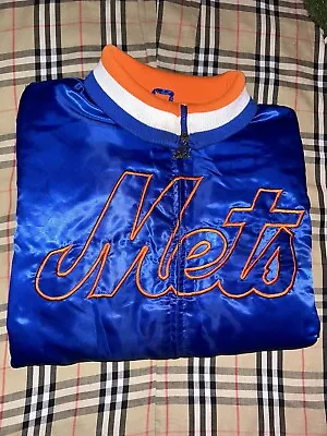 Men’s Size XL NEW YORK METS Blue Starter Quilted SATIN JACKET MLB Free Shipping • $84.99