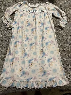 Disney Frozen Elsa And Anna Long Flannel Nightgown Size 5 Girls • $6