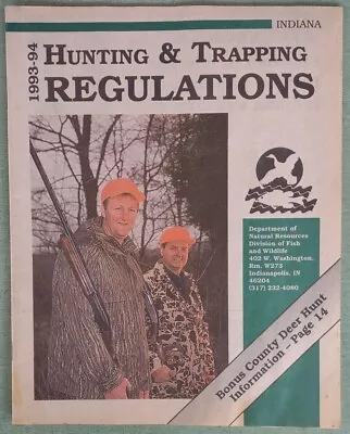 Indiana Hunting Regulations 1993-94 Larry Bird • $12.97