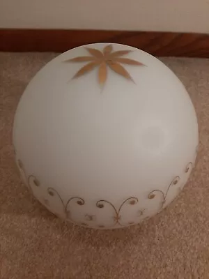 Vintage Lamp Globe Shade White Satin Glass Atomic Starburst Star Pattern MCM Mod • $19.99