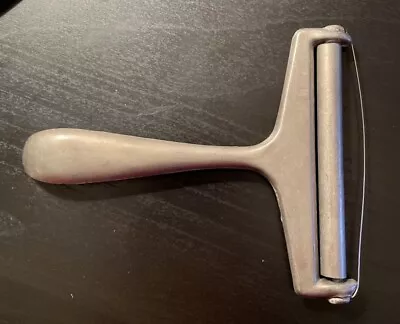 Vintage Cheese Slicer Cast Aluminum Metal Wire Cutter W Metal Roller 4  • $7