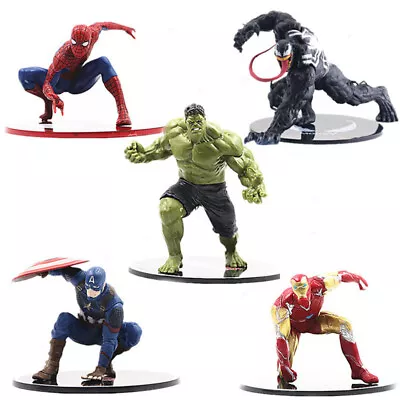 Marvel Avengers Iron-man Spiderman-Action Hulk Figures SuperHero Toy With Base • £9.99