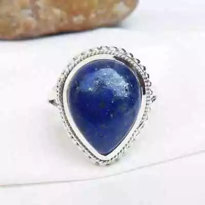925 Silver Handmade Statement Lapis Lazuli Gemstone Woman Ring All Size R658 • $11.73