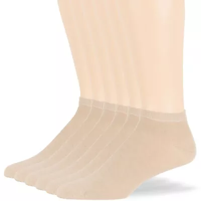 Men's Bamboo 6 Pack Thin Lightweight Low Cut Soft Socks Large 10-13 Light Beige • $19.99