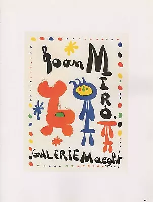 1989 VINTAGE  JOAN MIRO  GALERIE MAEGHT MOURLOT MINI POSTER COLOR Lithograph • $10.80