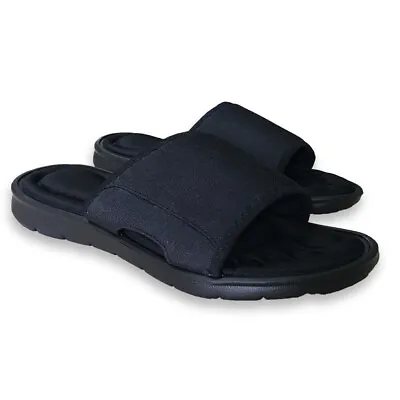 Unisex Memory Foam Padded Open Toe Slippers Flip Flop Slide On UK Size 7 Black  • £11.97