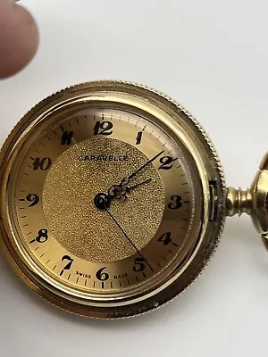 VTG Bulova Caravelle Swiss Hunter Manual Wind Pocket Watch 17 JEWELS • $120