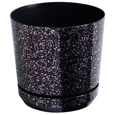 £6.49 • Buy Plastic Black Marble Plant Pot Indoor Flower Small Large Saucer Gloss Decorative