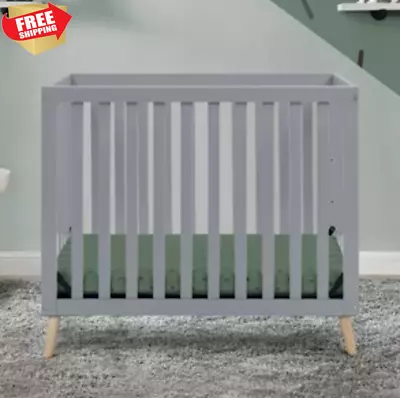 Cunas Para Bebes Convertible Cama Para Niños Marco Mini Baby Crib Modern Gray • $179.97