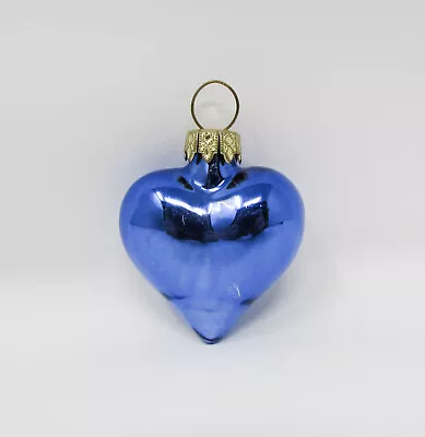 Vintage Mini Mercury Glass Blue Heart Christmas Ornament ~ Germany ~ 1-1/2  • $12.50