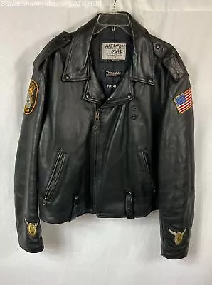 Taylor Leatherwear Memphis Police Patch Black Leather Jacket L Regular • $17.50