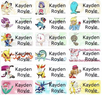 $3.99 • Buy Medium Pokemon Personalised Name Labels, Sticker, 30x13mm, Waterproof