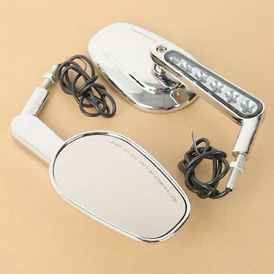 Chrome Motorcycle LED Turn Signal Rear View Mirrors Fit For Harley VRSCF • $36.99