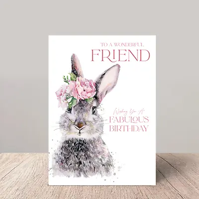 £2.99 • Buy A Charming Hand-Painted Hare Birthday Card For A Special Friend