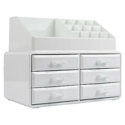 White Acrylic Beauty Cosmetic Organiser Makeup Drawers Tray Display Box Case • £14.99