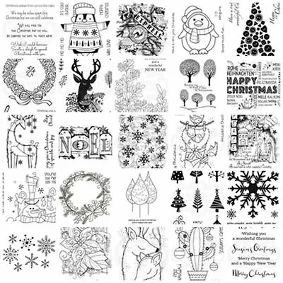 £4.45 • Buy Woodware Clear Stamps - Christmas Festive Reindeer Sentiments Penguin Trees Xmas