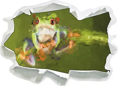 Tree Frog On Bamboo Art Brush Effect - 3D Look Paper Wall Tattoo Sticker • £17.20