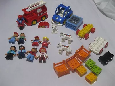 Lego Duplo Mixed Pieces Mini Figures Fire Truck Police Animals Spiderman • $40