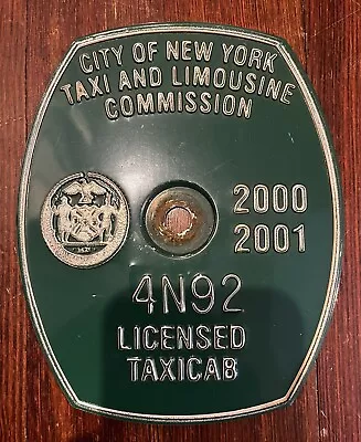 Vintage New York City Nyc Taxi Medallion License Permit • $49