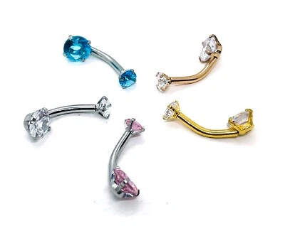 £3.49 • Buy Coloured Belly Bar 316L Surgical Steel Navel Double Crystal Cubic Zirconia