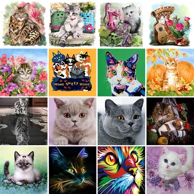 $11.11 • Buy 5D DIY Diamond Mosaic Full Round Drawing Embroidery Cat Series Rhinestone